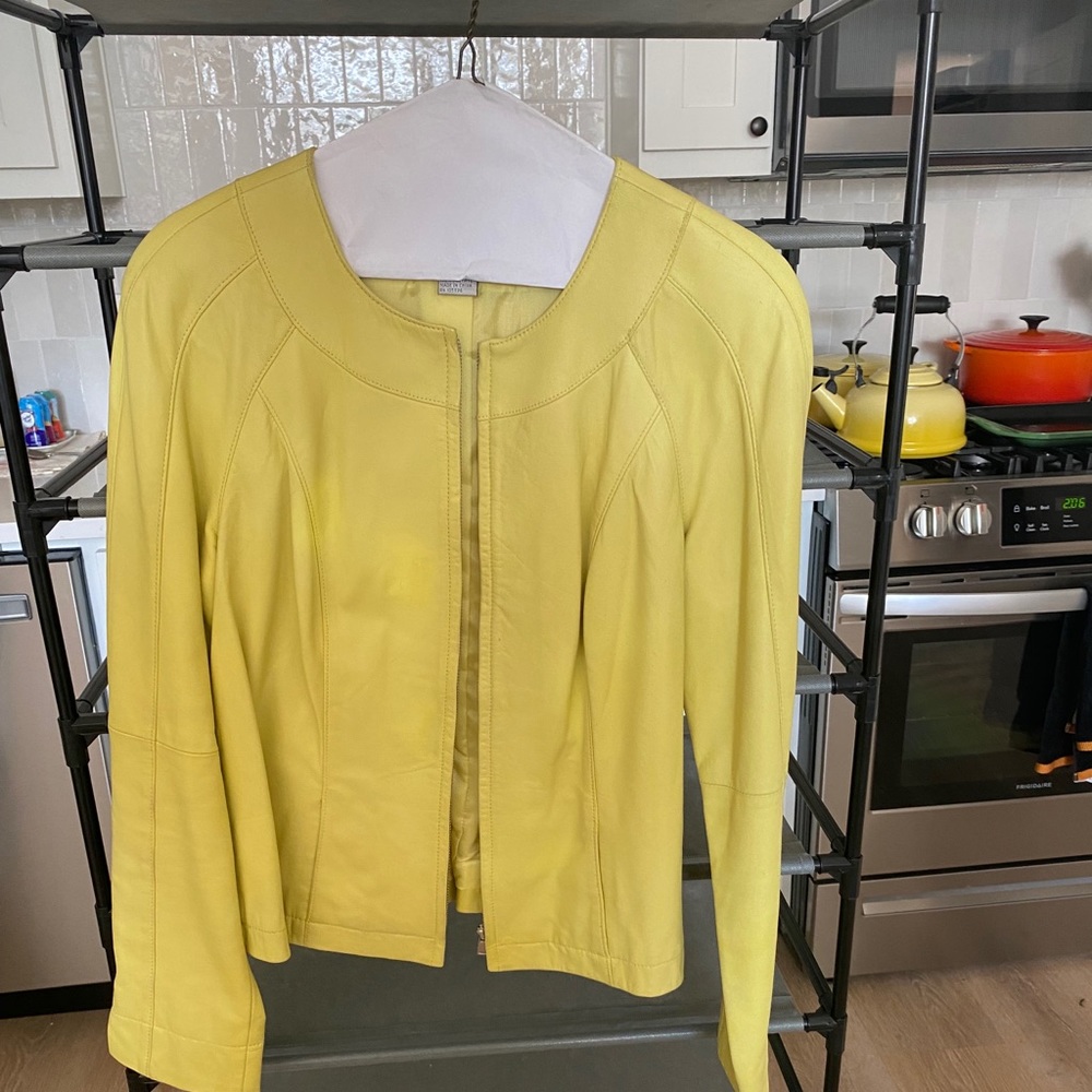 Chartreuse Front Zip, Slim-Fitting Jacket - image 1